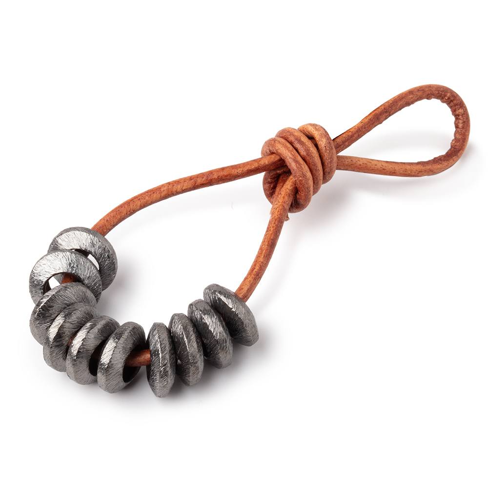 10mm Black Gold Plated Copper Brushed Disc Large Hole Beads Set of 10 pieces - AtlantaFindingsCompany