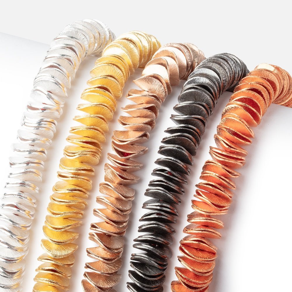 10mm Brushed Wavy Disc Spacer Beads - 8" Strand (Approx. 130 pcs) - AtlantaFindingsCompany