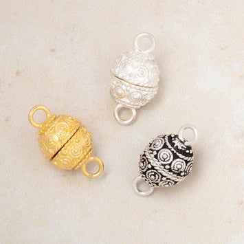 10mm Concentric Dot Magnetic Clasp for Jewelry Making - Available in Gold, Silver, and Antiqued Silver Plated - AtlantaFindingsCompany