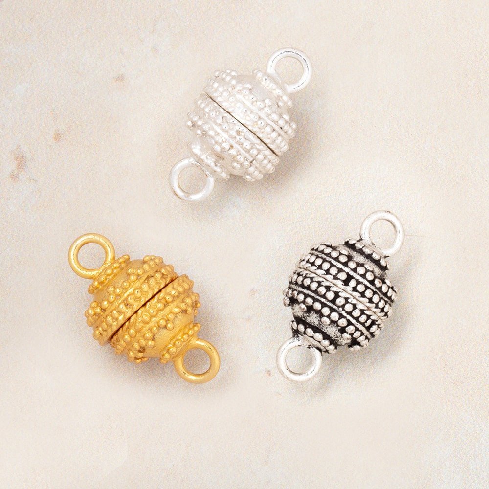 10mm Concentric Miligrain Magnetic Clasp - Premium Jewelry Finding (1 Piece) - AtlantaFindingsCompany