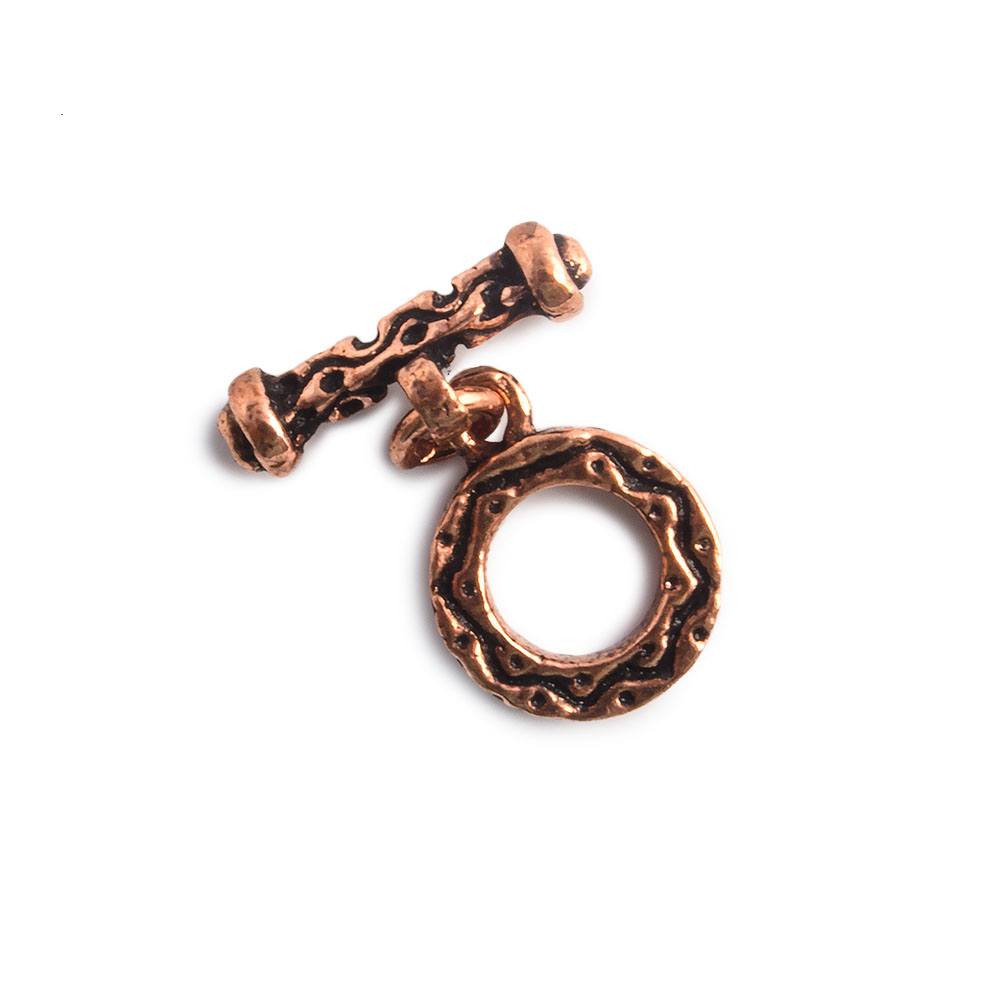 Antique Copper Round Toggle Clasps - 10mm (Set of 5) - AtlantaFindingsCompany