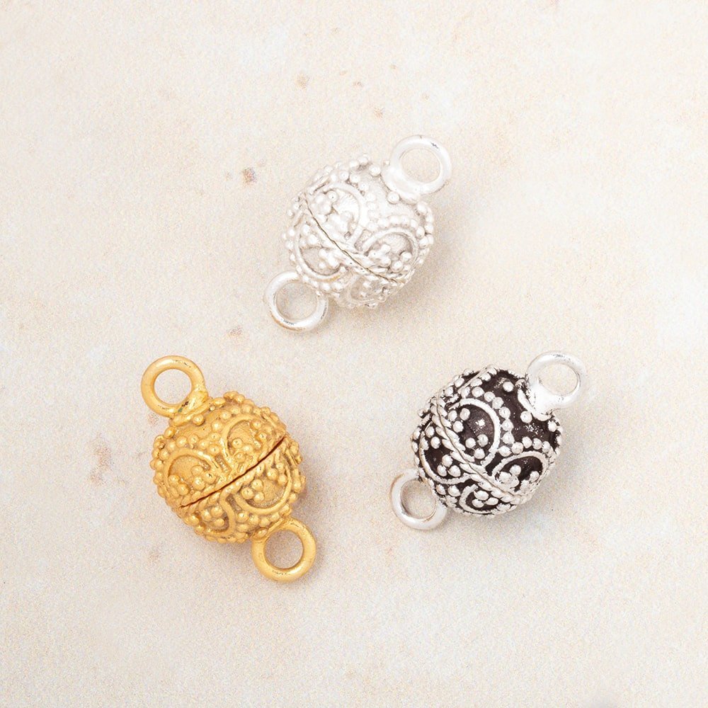 10mm Miligrain Arch Design Magnetic Clasp - High Quality Jewelry Finding - Available in Gold, Silver, and Antiqued Silver Plated - AtlantaFindingsCompany