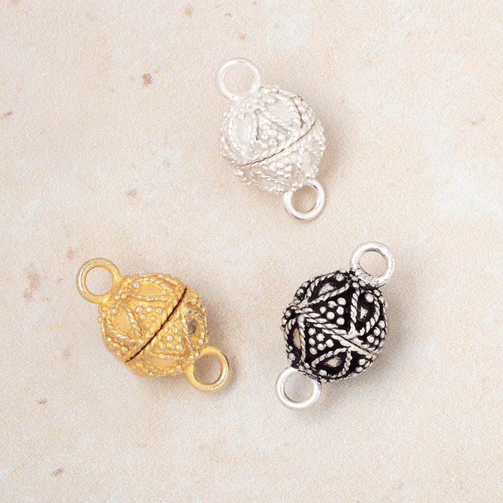 10mm Miligrain Pear Design Magnetic Clasp - High - Quality Jewelry Finding for Bracelets & Necklaces (1 Piece) - AtlantaFindingsCompany