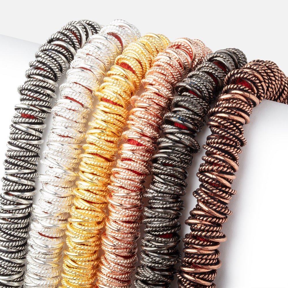 10mm Plain and Twisted Mobius Spacer Beads - 8" Strand (82 Beads) - AtlantaFindingsCompany