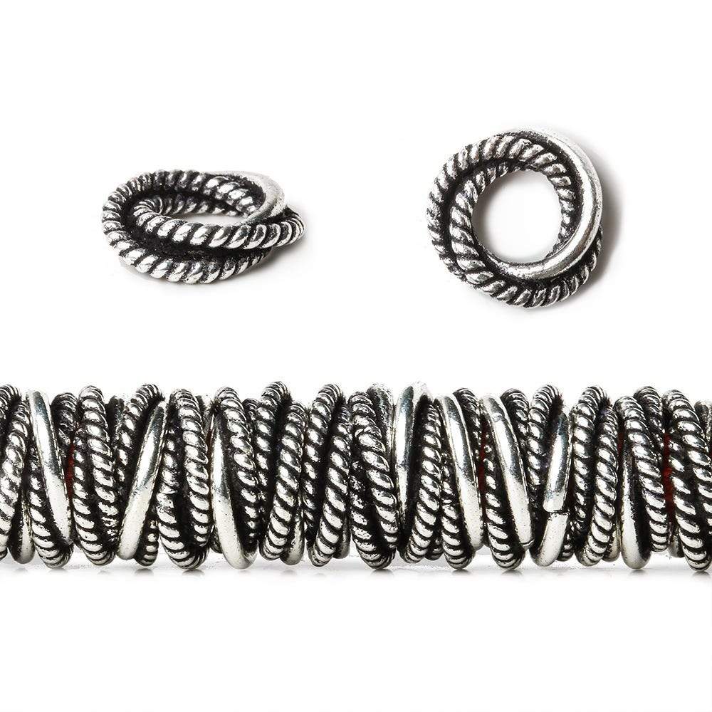 10mm Plain and Twisted Mobius Spacer Beads - 8" Strand (82 Beads) - AtlantaFindingsCompany