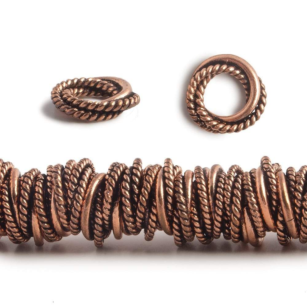 10mm Plain and Twisted Mobius Spacer Beads - 8" Strand (82 Beads) - AtlantaFindingsCompany