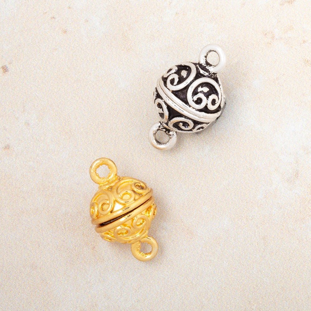 10mm Simple Scroll Design Magnetic Clasp - High - Quality Jewelry Finding for DIY Projects - AtlantaFindingsCompany