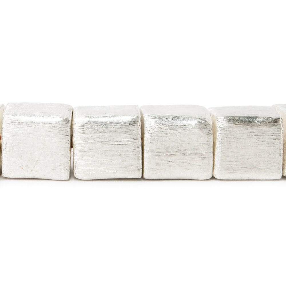 10mm Sterling Silver Plated Copper Brushed Cube Beads - 19 Pieces - AtlantaFindingsCompany