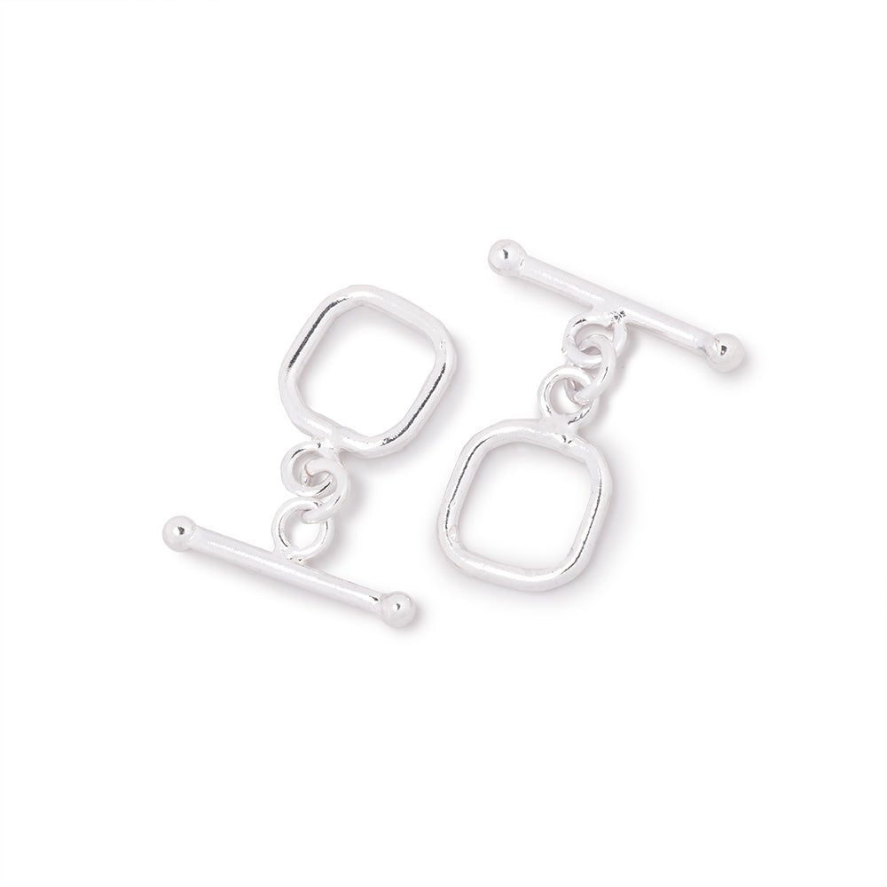 Sterling Silver 10mm Rounded Square Toggle Clasp - 1 Piece - AtlantaFindingsCompany