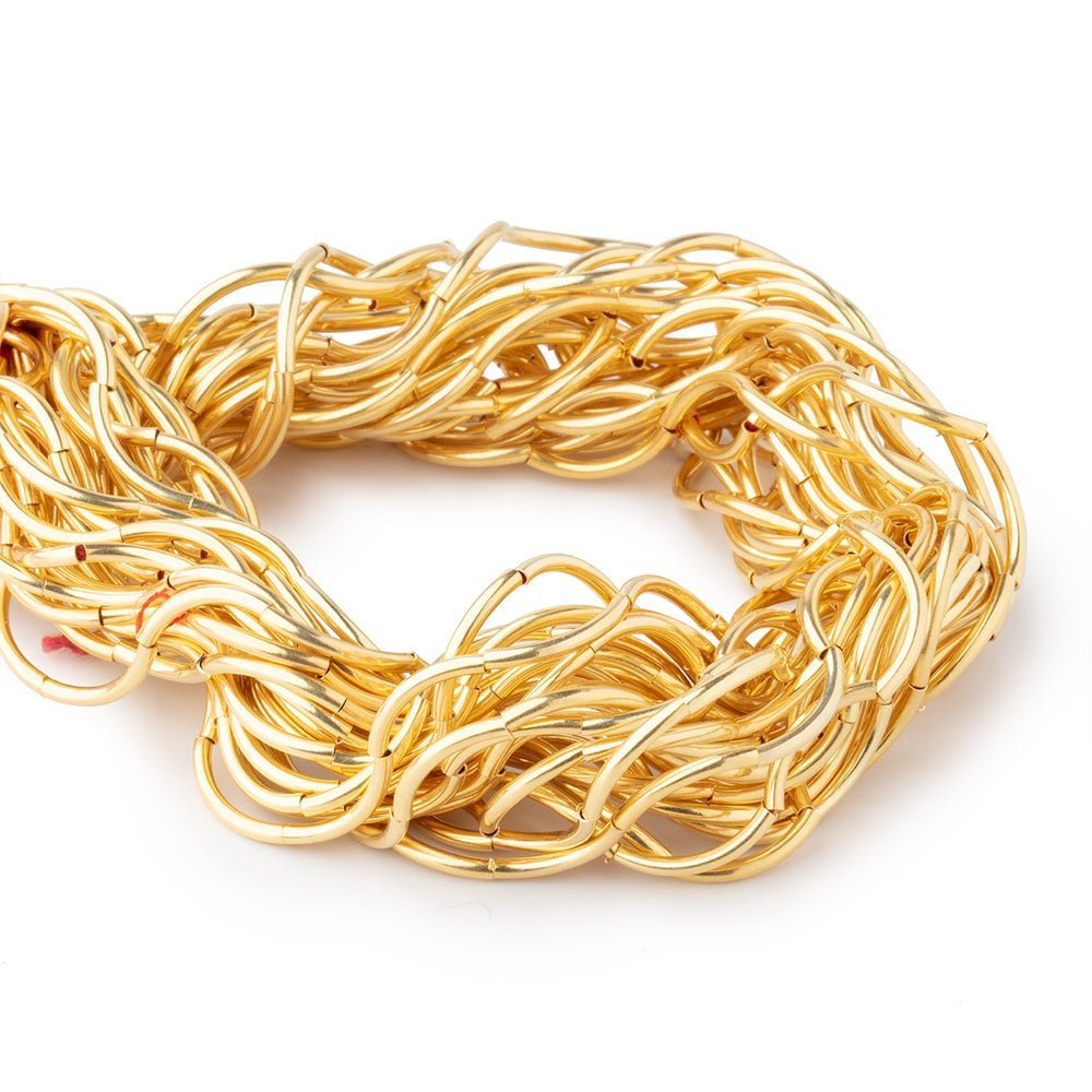 22kt Gold Plated Copper Curved Tube Beads - 10mm x 1mm, 20 pcs - AtlantaFindingsCompany