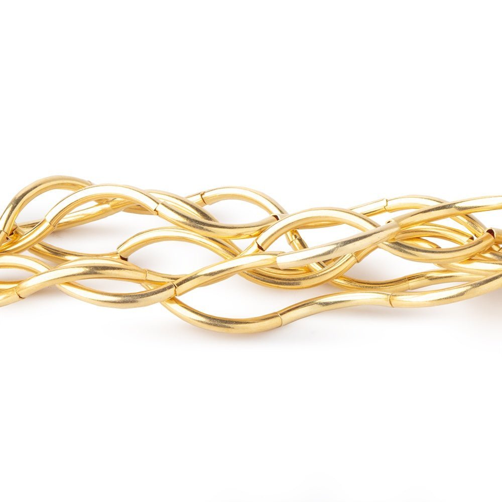 22kt Gold Plated Copper Curved Tube Beads - 10mm x 1mm, 20 pcs - AtlantaFindingsCompany