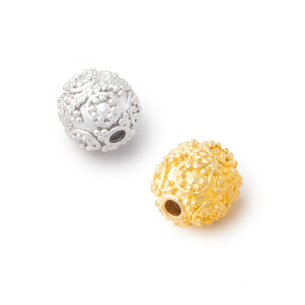 10mm Round Beads with Circle Miligrain Design Set of 4 - Atlanta Findings