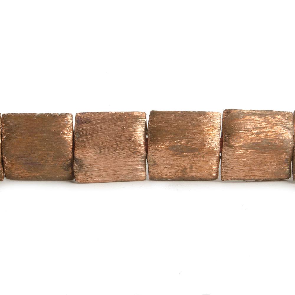10mm Copper Brushed Square Beads - 8" Strand (20 Pieces) - AtlantaFindingsCompany
