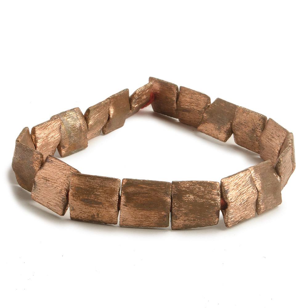 10mm Copper Brushed Square Beads - 8" Strand (20 Pieces) - AtlantaFindingsCompany