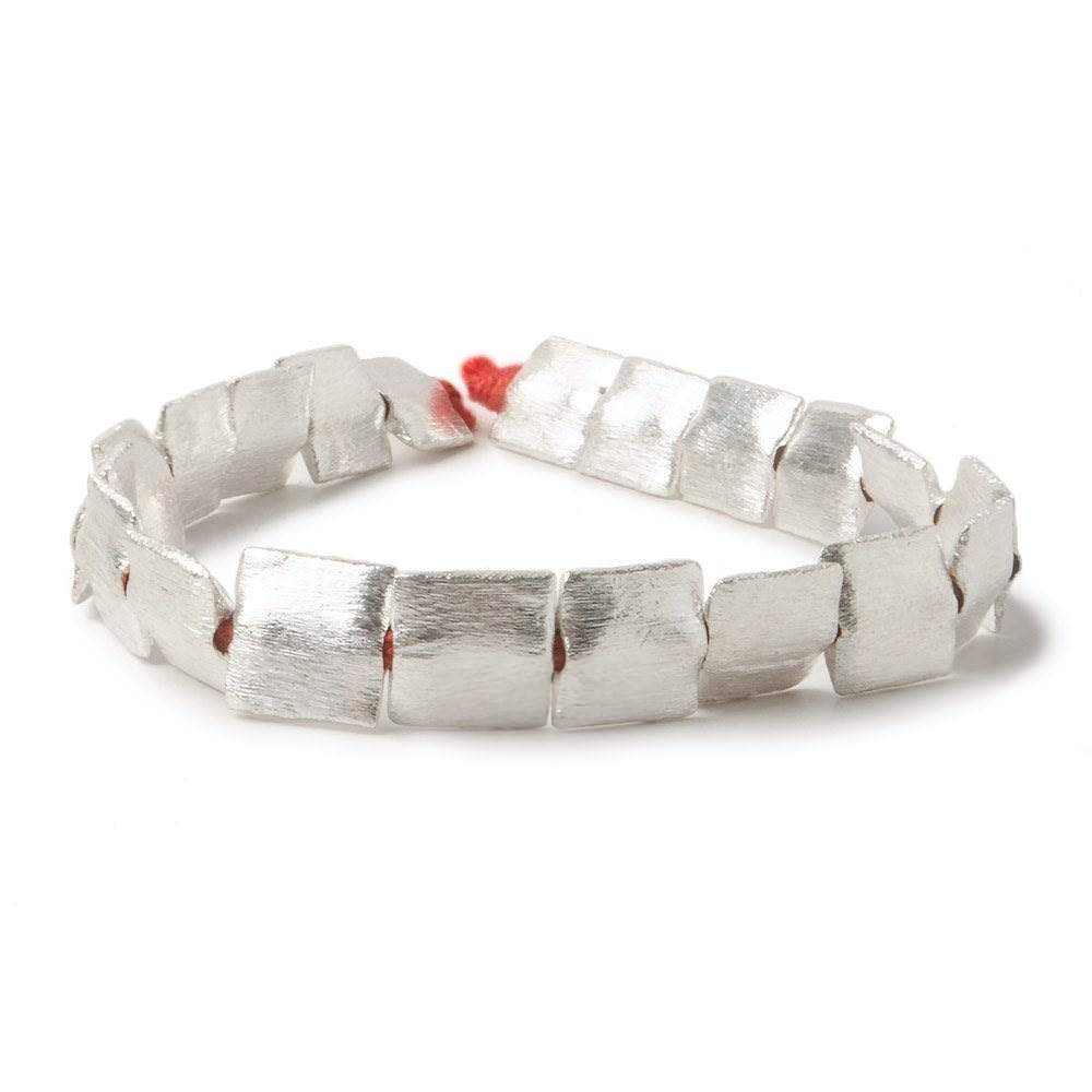 10mm Silver Plated Brushed Square Beads - 8 Inch Strand (20 Pieces) - AtlantaFindingsCompany