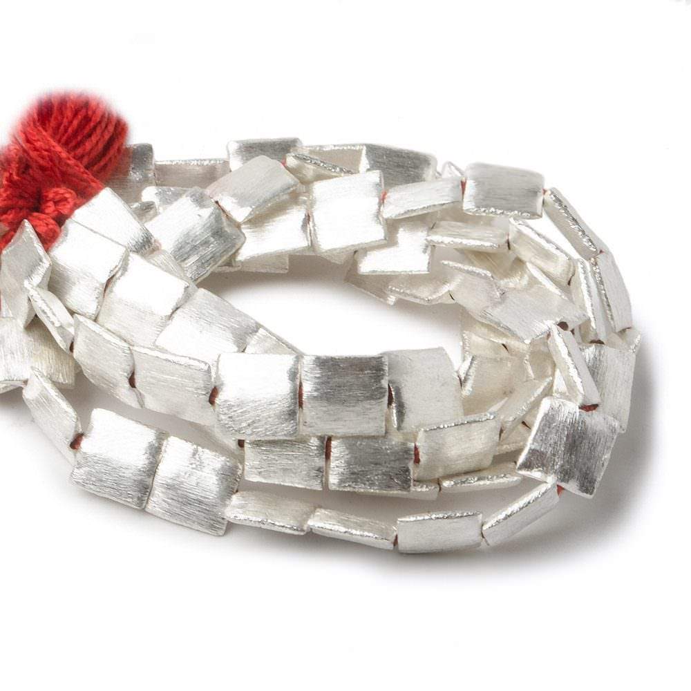 10mm Silver Plated Brushed Square Beads - 8 Inch Strand (20 Pieces) - AtlantaFindingsCompany