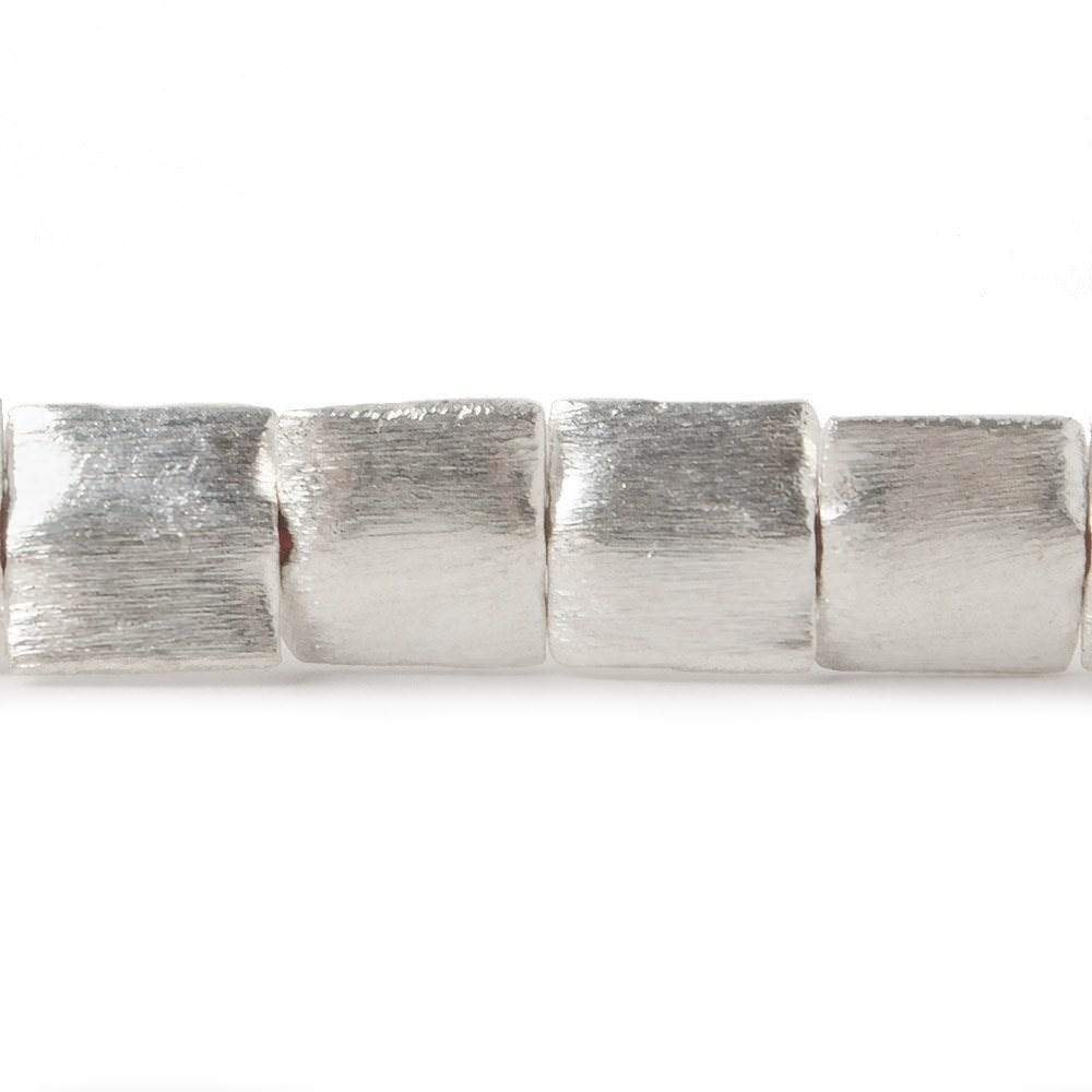 10mm Silver Plated Brushed Square Beads - 8 Inch Strand (20 Pieces) - AtlantaFindingsCompany