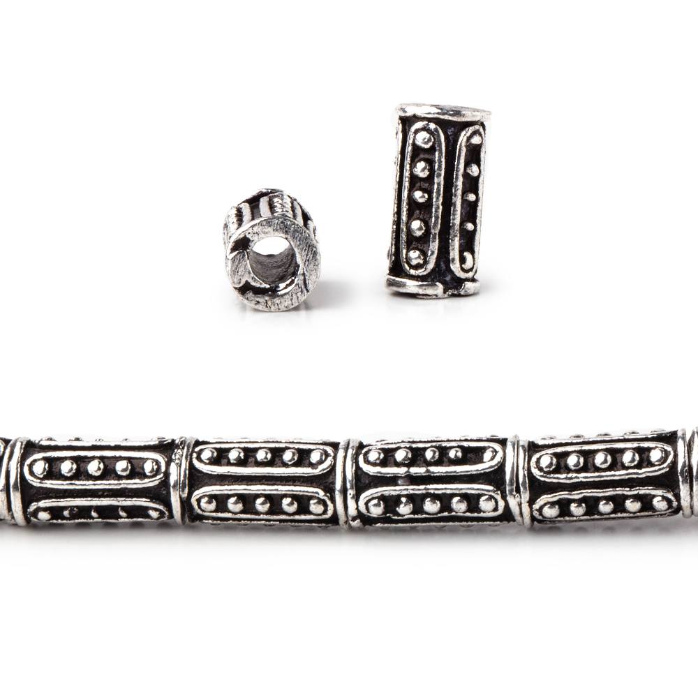 10x5mm Dotted Oval Design Tube Beads - 8" Strand, 21 Pcs - AtlantaFindingsCompany