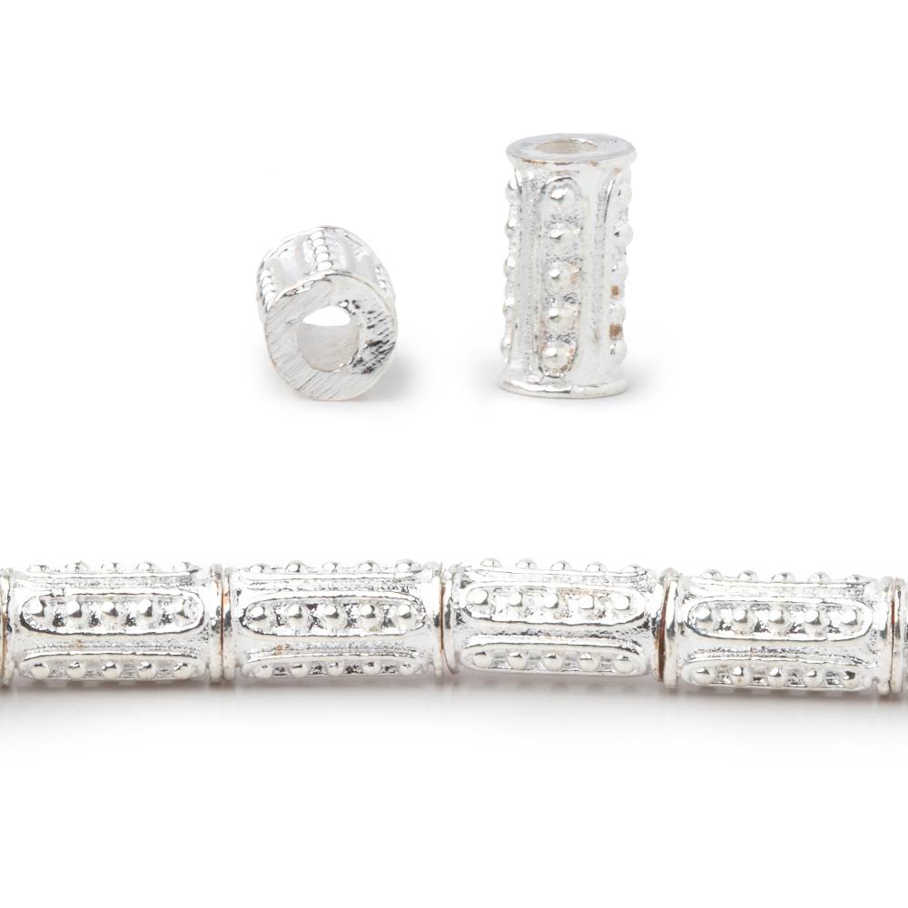 10x5mm Dotted Oval Design Tube Beads - 8" Strand, 21 Pcs - AtlantaFindingsCompany