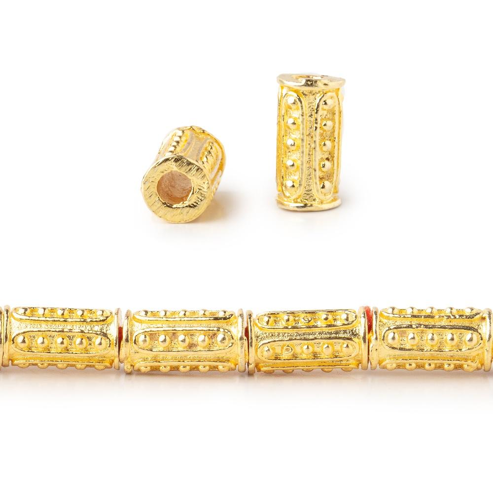 10x5mm Dotted Oval Design Tube Beads - 8" Strand, 21 Pcs - AtlantaFindingsCompany