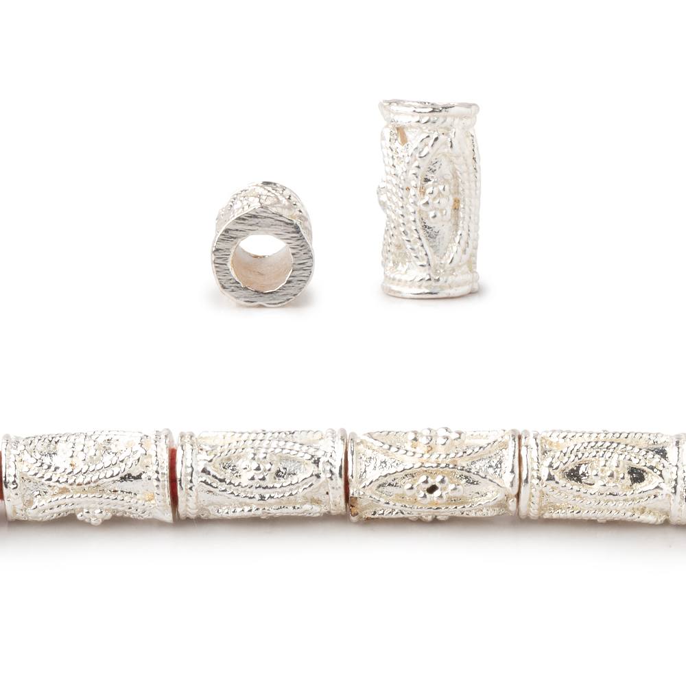 10x5mm Double Marquise Miligrain Tube Beads - 8" Strand (Approx. 20 pcs) - AtlantaFindingsCompany