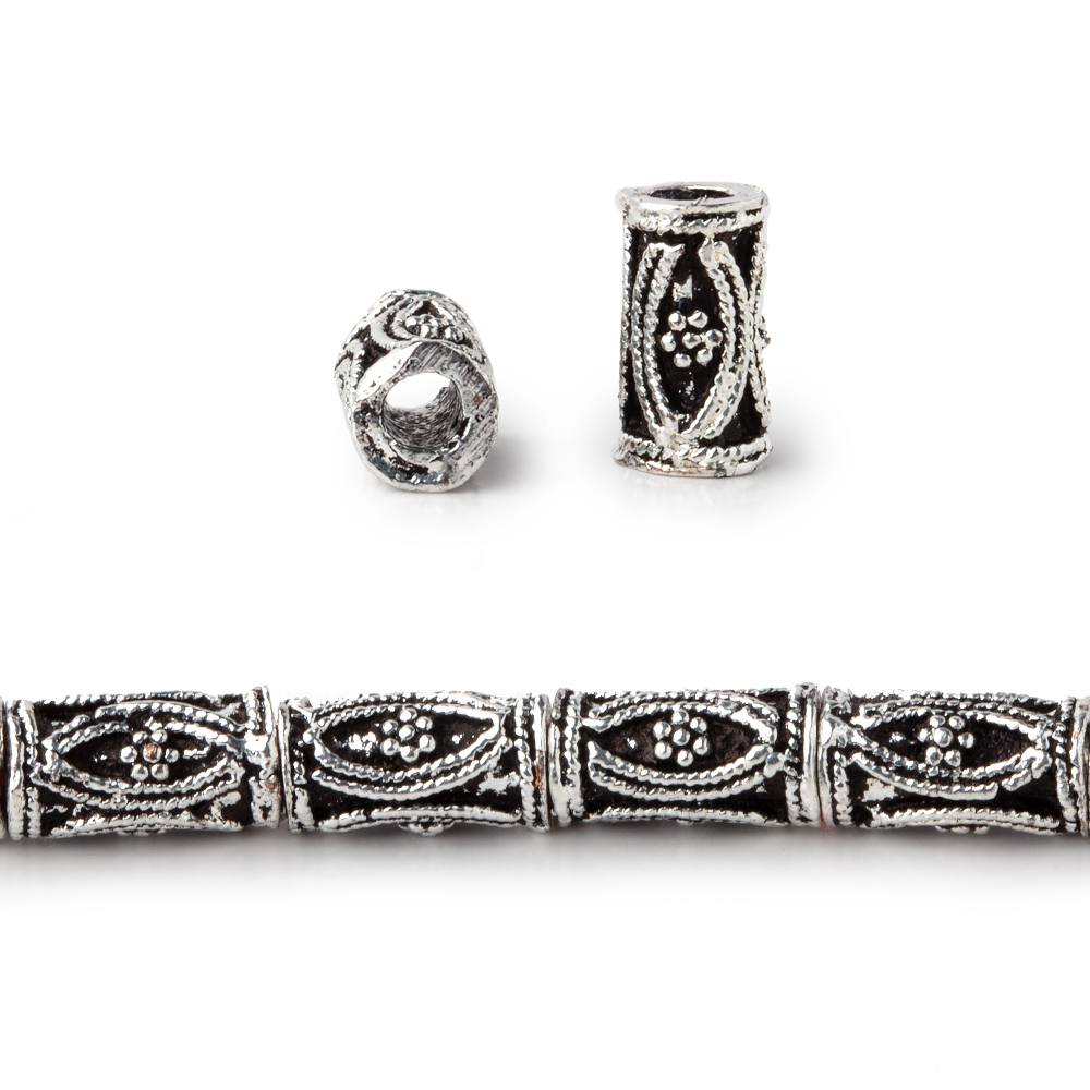 10x5mm Double Marquise Miligrain Tube Beads - 8" Strand (Approx. 20 pcs) - AtlantaFindingsCompany