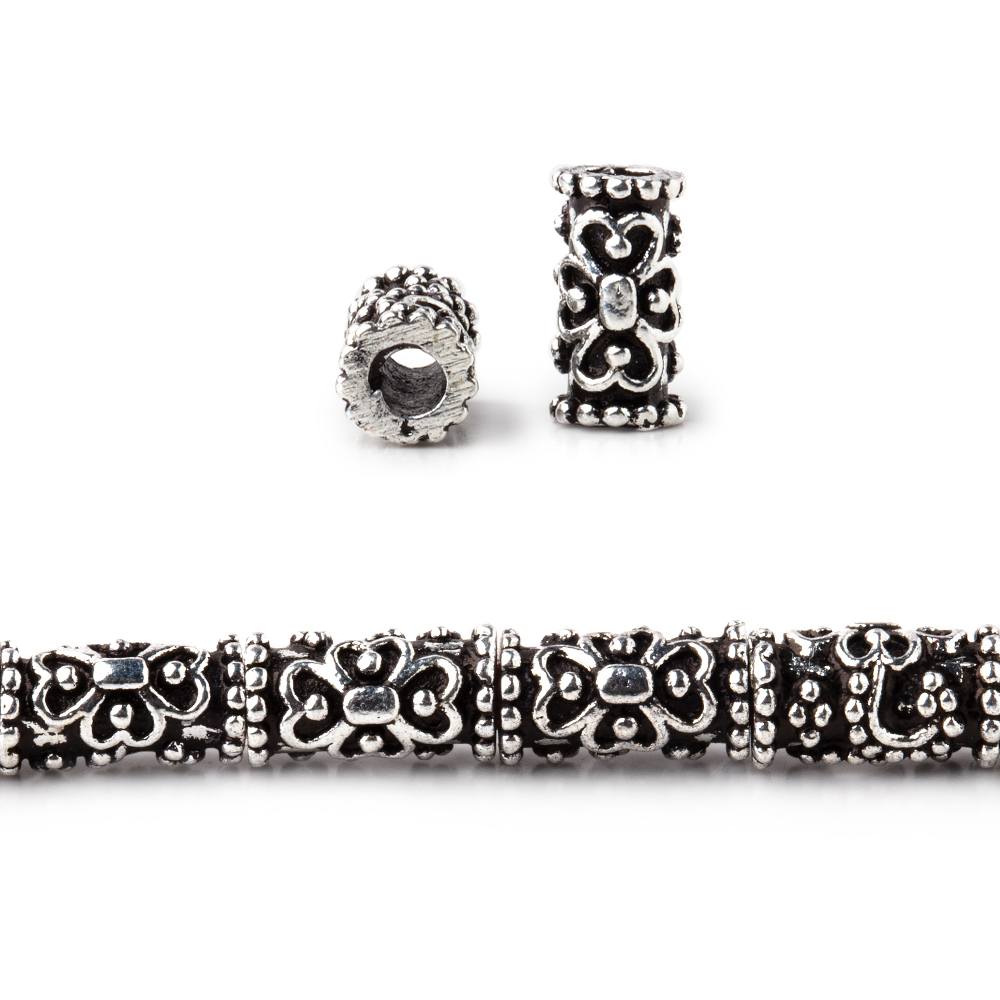 10x5mm Floral Miligrain Tube Beads - 8" Strand, 21 pcs - AtlantaFindingsCompany