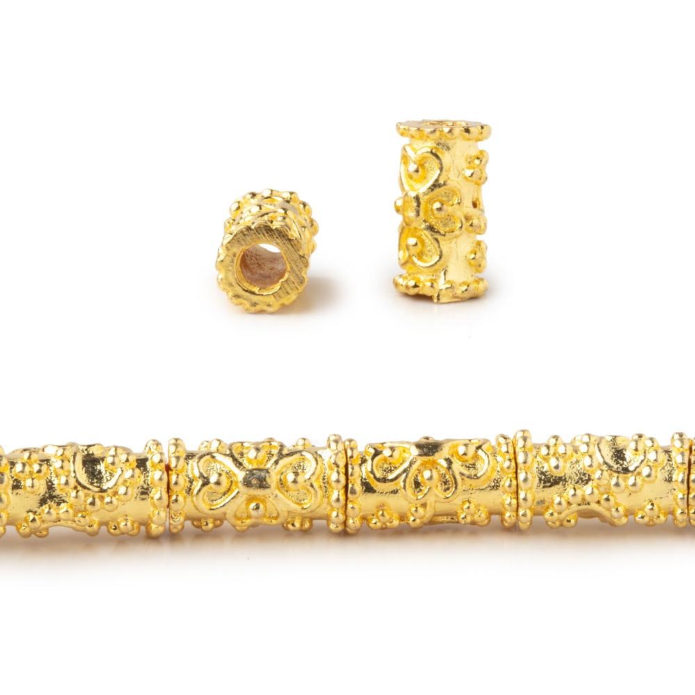 10x5mm Floral Miligrain Tube Beads - 8" Strand, 21 pcs - AtlantaFindingsCompany