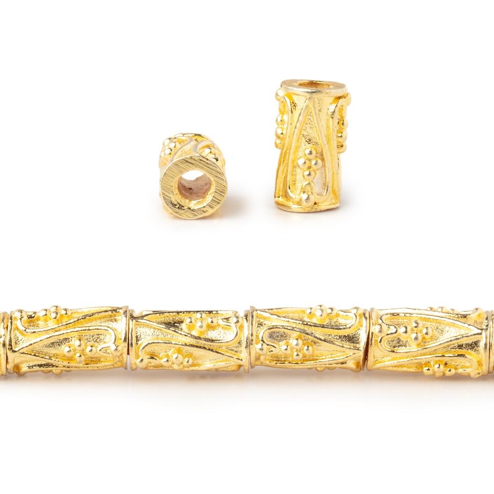 10x5mm Heart Design Miligrain Tube Beads - 8" Strand (Approx. 21 pcs) - AtlantaFindingsCompany