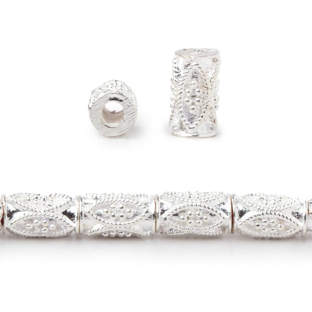 10x5mm Miligrain Marquise Design Tube Beads - 8 Inch Strand (21 Pieces) - AtlantaFindingsCompany