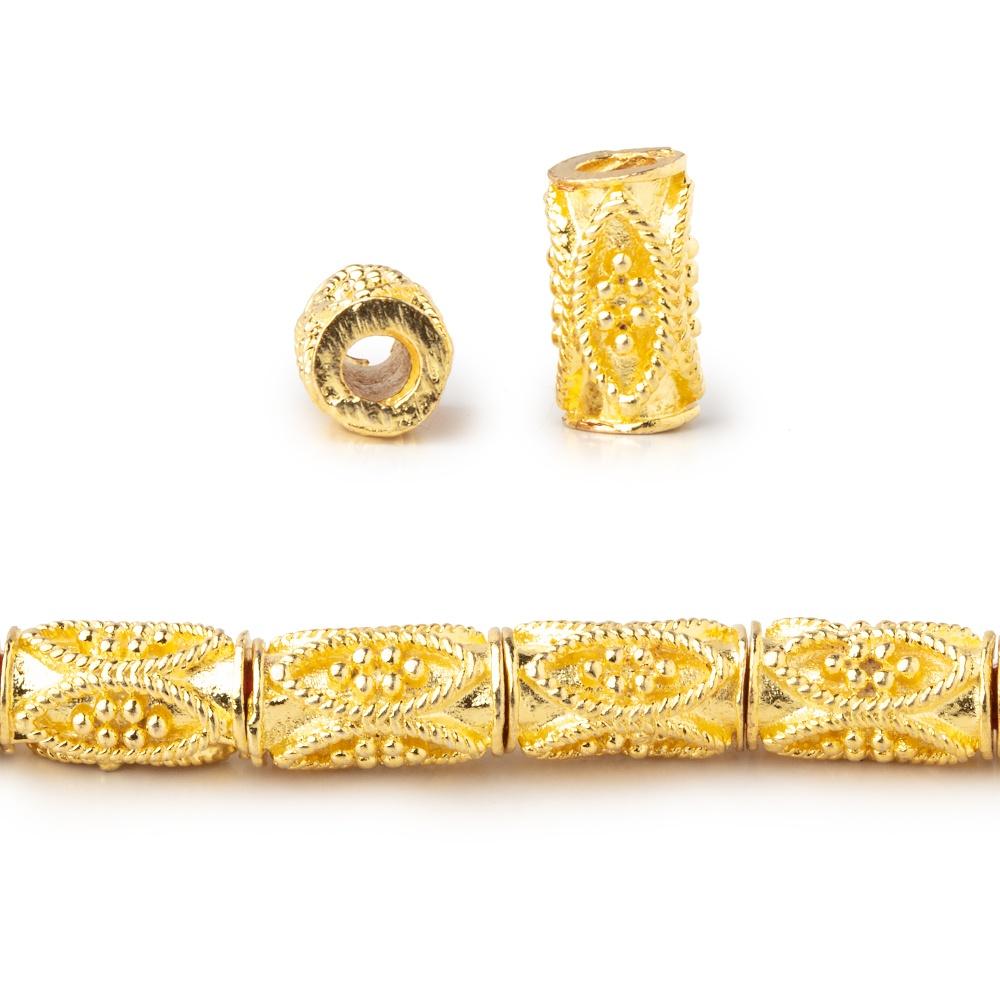 10x5mm Miligrain Marquise Design Tube Beads - 8 Inch Strand (21 Pieces) - AtlantaFindingsCompany