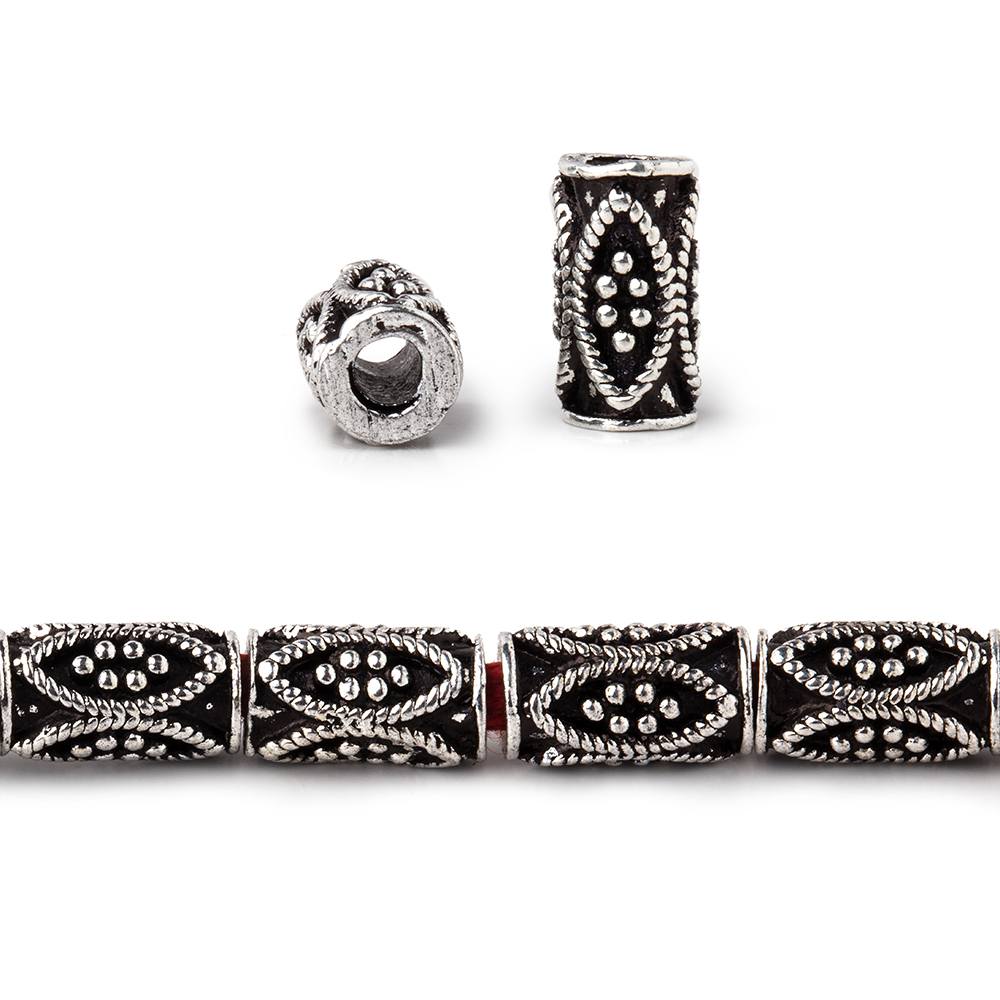 10x5mm Miligrain Marquise Design Tube Beads - 8 Inch Strand (21 Pieces) - AtlantaFindingsCompany