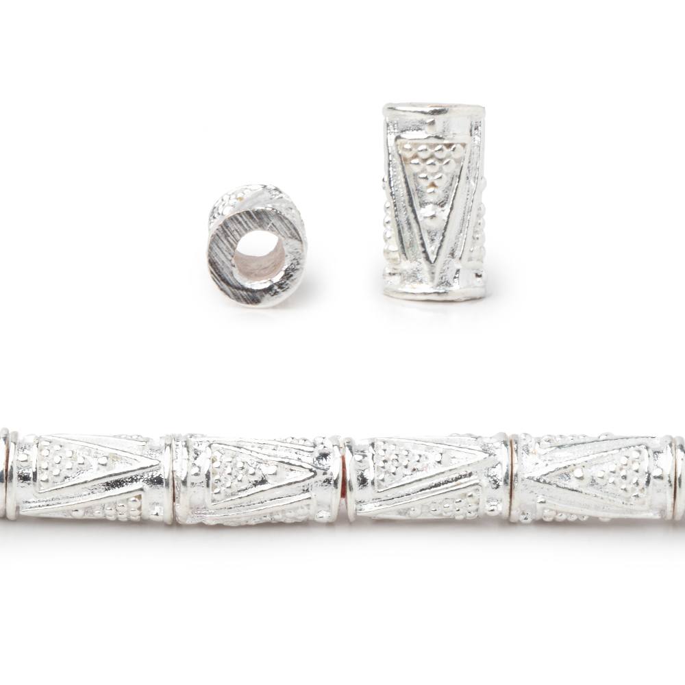 10x5mm Triangle Design Tube Beads - 8" Strand, 21 Pcs - AtlantaFindingsCompany