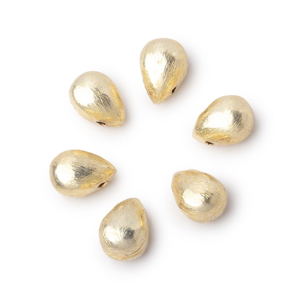 14kt Gold Plated Copper Brushed Tear Drop Beads - Set of 6 (10x7mm) - AtlantaFindingsCompany