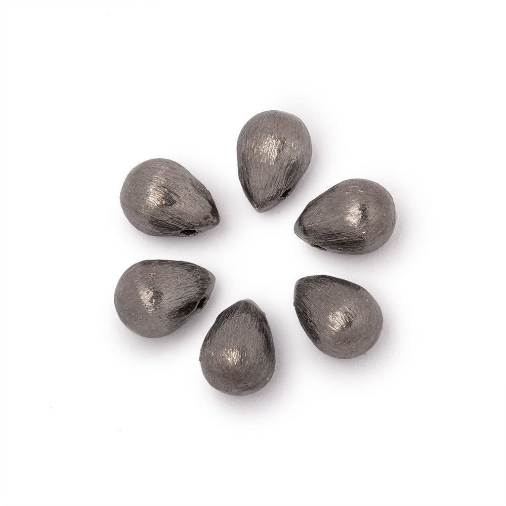 10x7mm Brushed Black Gold Plated Copper Tear Drop Beads (Set of 6) - AtlantaFindingsCompany