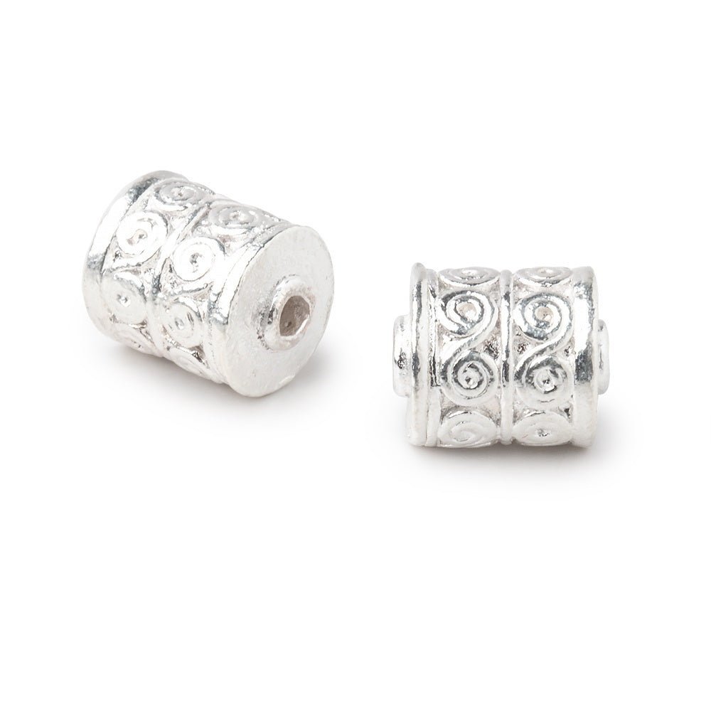 10x8mm Silver Plated Copper Wave Scroll Tube Beads - Set of 2 - AtlantaFindingsCompany