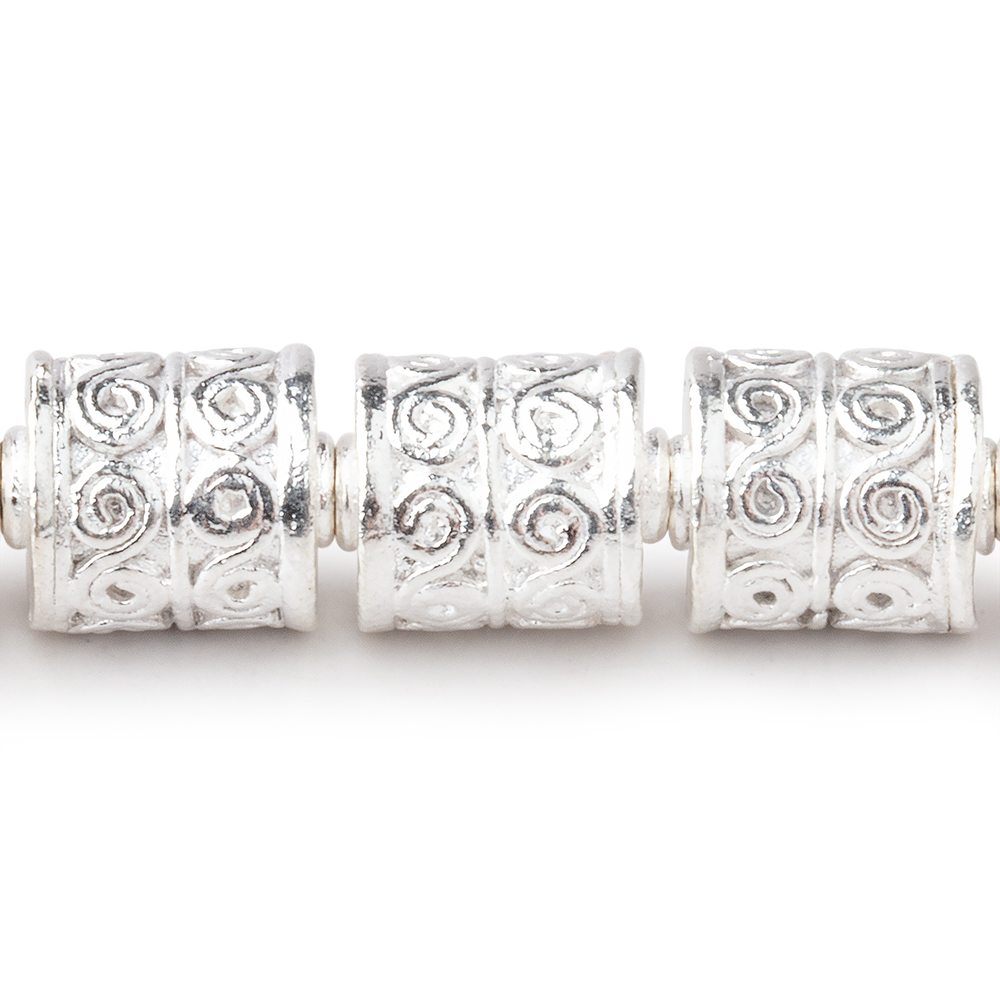 10x8mm Sterling Silver Plated Copper Wave Scroll Tube Beads - 20 pcs - AtlantaFindingsCompany