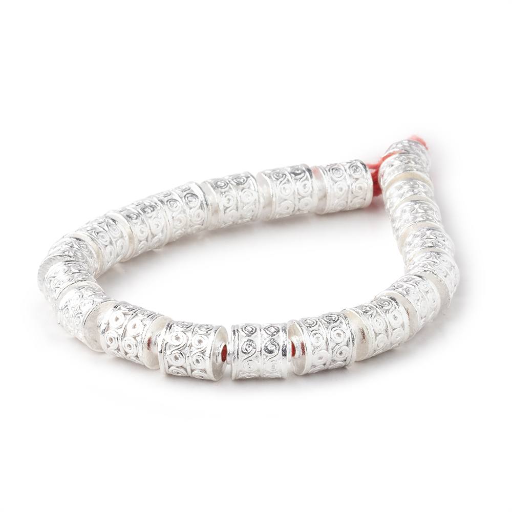 10x8mm Sterling Silver Plated Copper Wave Scroll Tube Beads - 20 pcs - AtlantaFindingsCompany