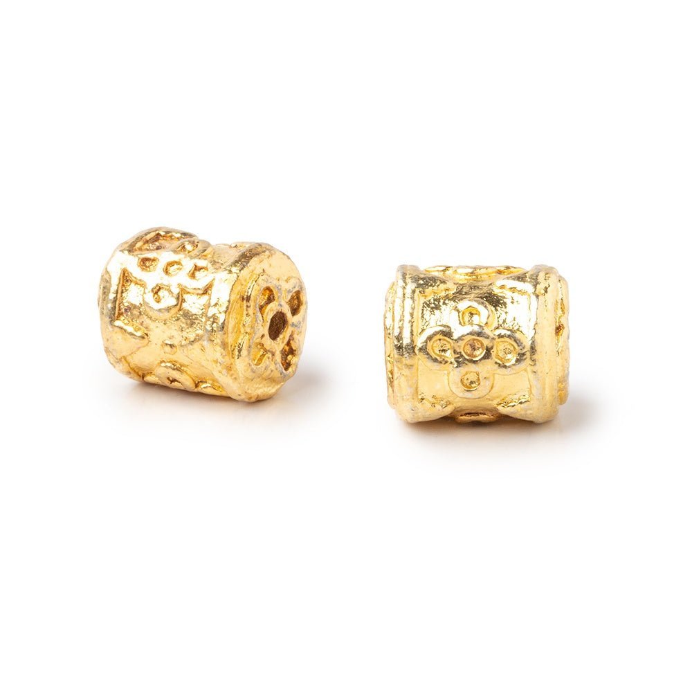 22kt Gold Plated Copper Bali Tube Beads - Set of 2 (10x9mm) - AtlantaFindingsCompany