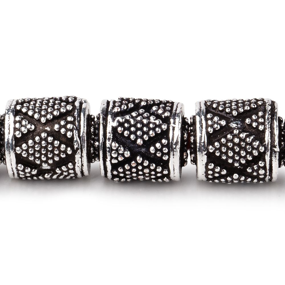 10x9mm Miligrain Diamond Design Tube Beads - 7.5" Strand, 18 Pieces - AtlantaFindingsCompany