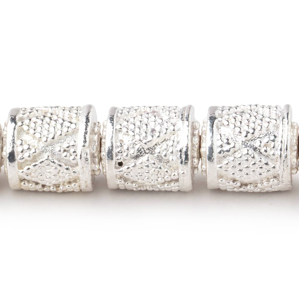 10x9mm Miligrain Diamond Design Tube Beads - 7.5" Strand, 18 Pieces - AtlantaFindingsCompany