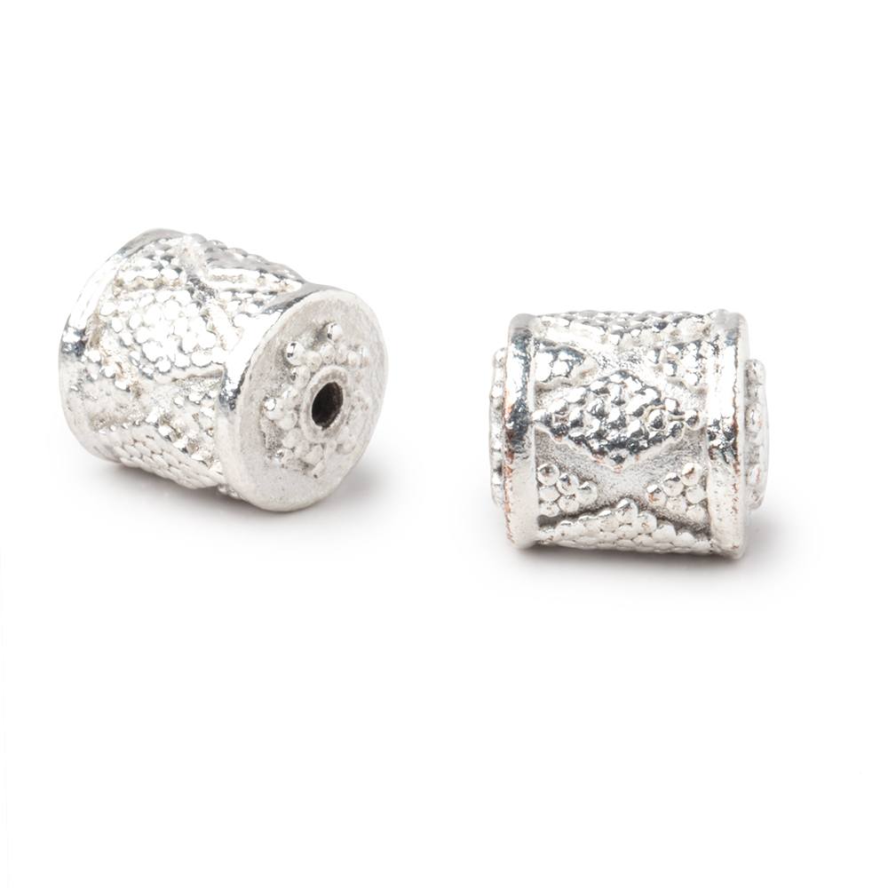 Set of 2: 10x9mm Silver Plated Copper Miligrain Tube Beads - AtlantaFindingsCompany