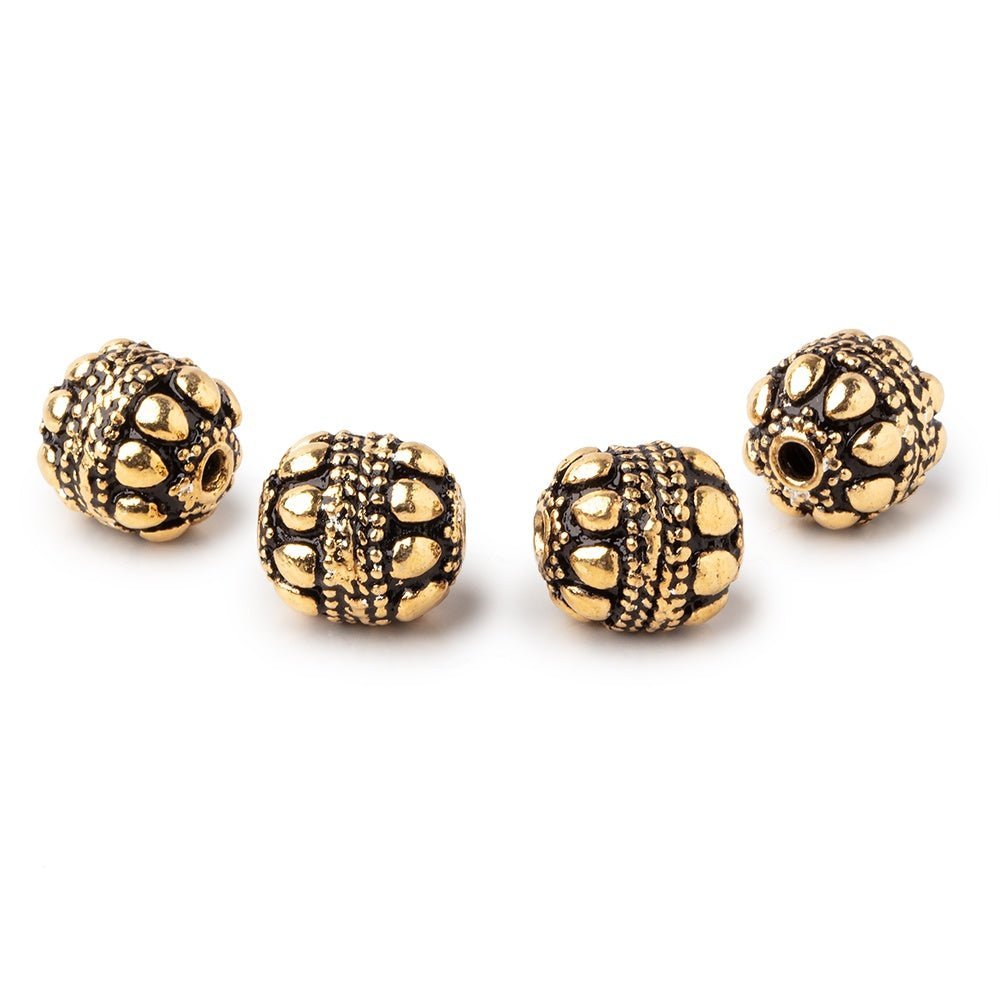 11.5x10mm Antiqued 22kt Gold Plated Copper Oval Beads - Set of 4 - AtlantaFindingsCompany