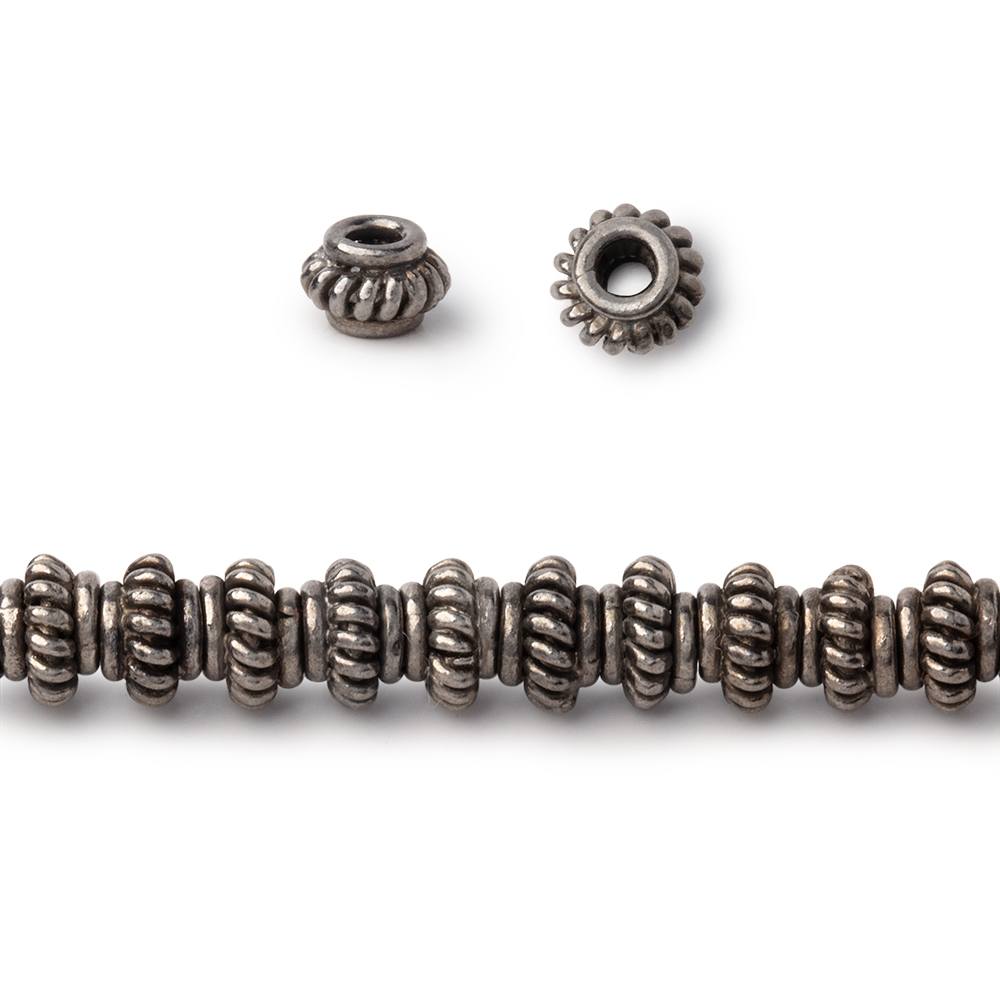 6mm Pinwheel Spacer Beads - 2mm Large Hole, 8 - inch Strand (50 Pieces) - AtlantaFindingsCompany