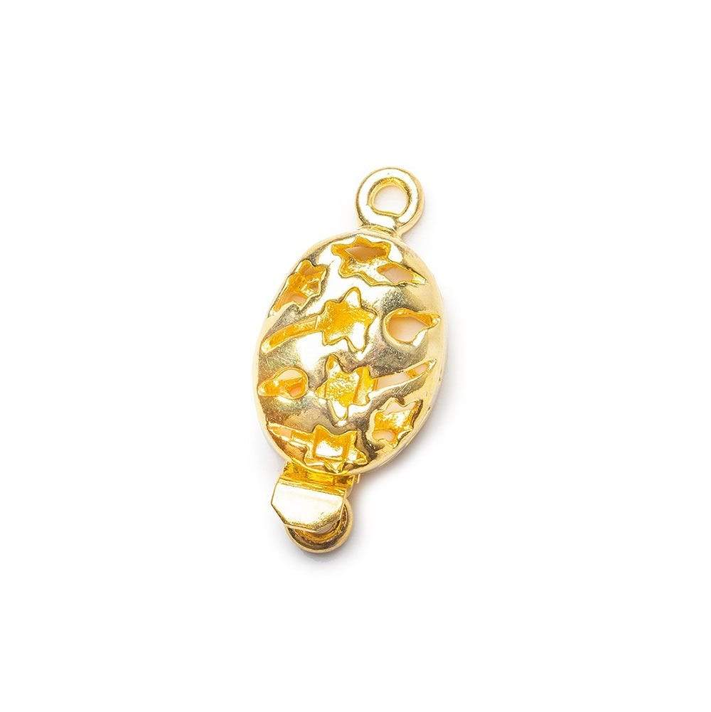 11mm 22kt Gold Plated Oval Box Clasp with Shooting Star Design (1 Piece) - AtlantaFindingsCompany