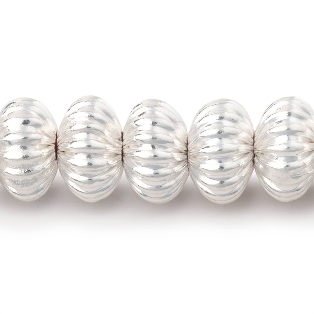 11mm Silver Plated Corrugated Disc Beads 8 inch 28 pieces - AtlantaFindingsCompany