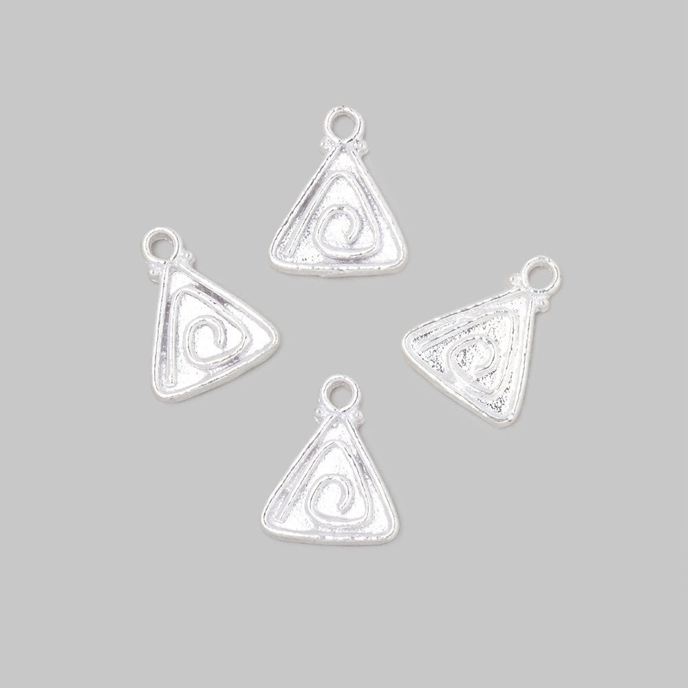 11mm Swirl Triangle Pendant Charm Set of 4 pieces - AtlantaFindingsCompany