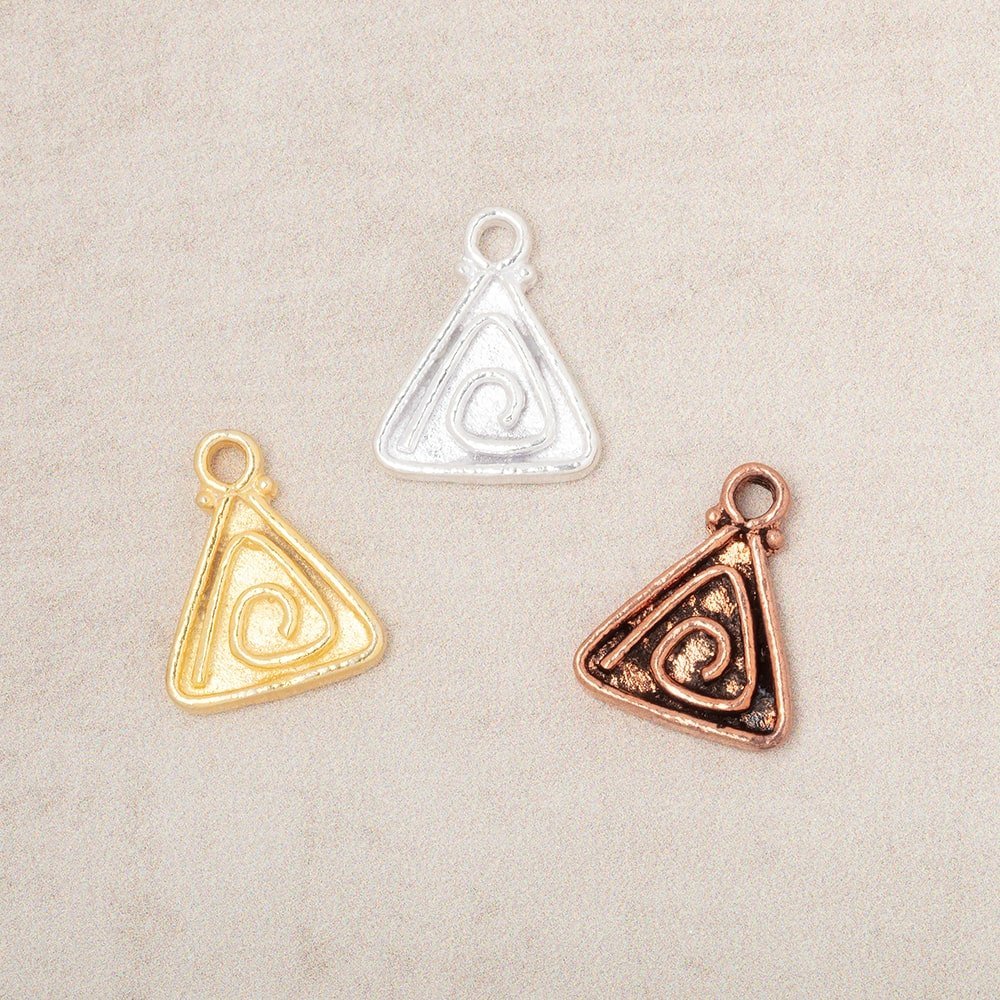 11mm Swirl Triangle Pendant Charm Set of 4 pieces - AtlantaFindingsCompany