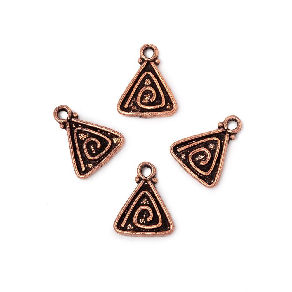 11mm Swirl Triangle Pendant Charm Set of 4 pieces - AtlantaFindingsCompany