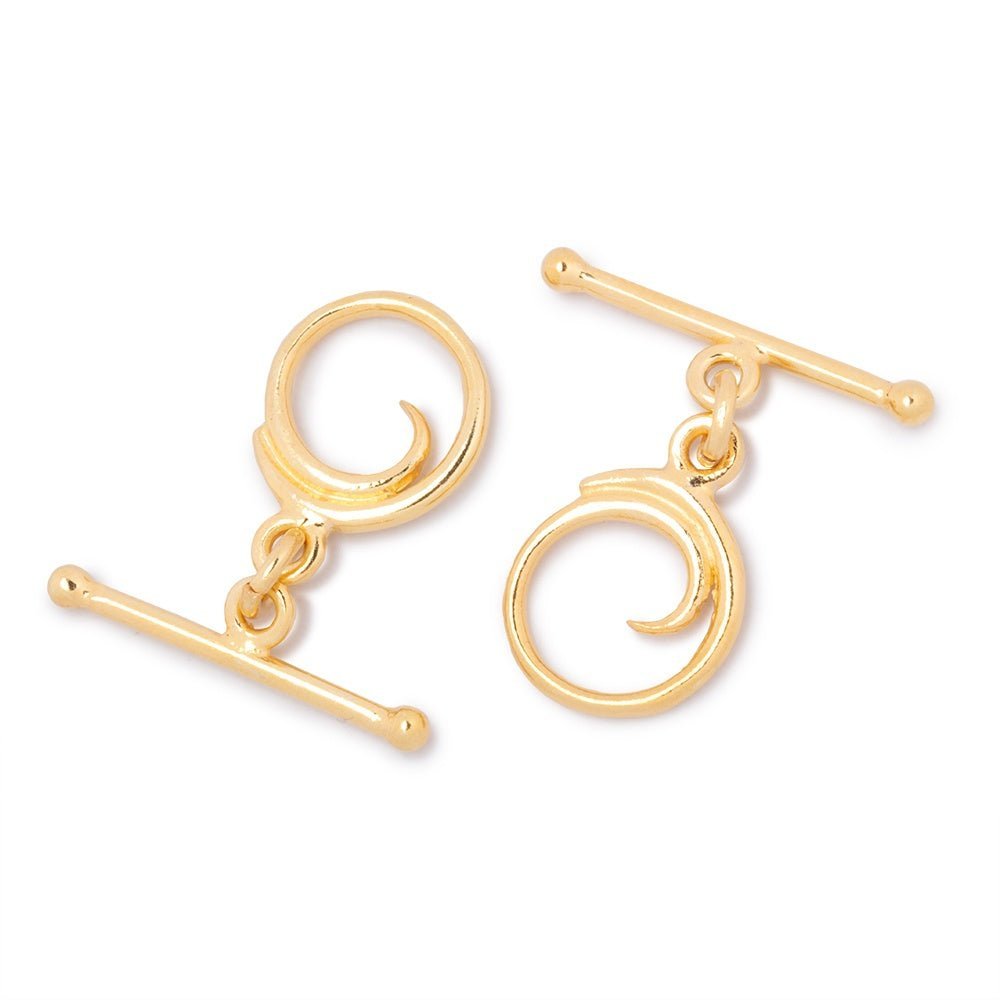 11mm Vermeil Toggle Clasp with Swirl Design - Jewelry Findings - AtlantaFindingsCompany
